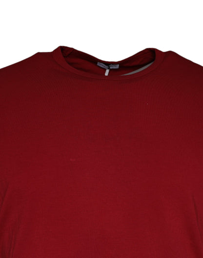 Red Cotton Round Neck Short Sleeve T-shirt