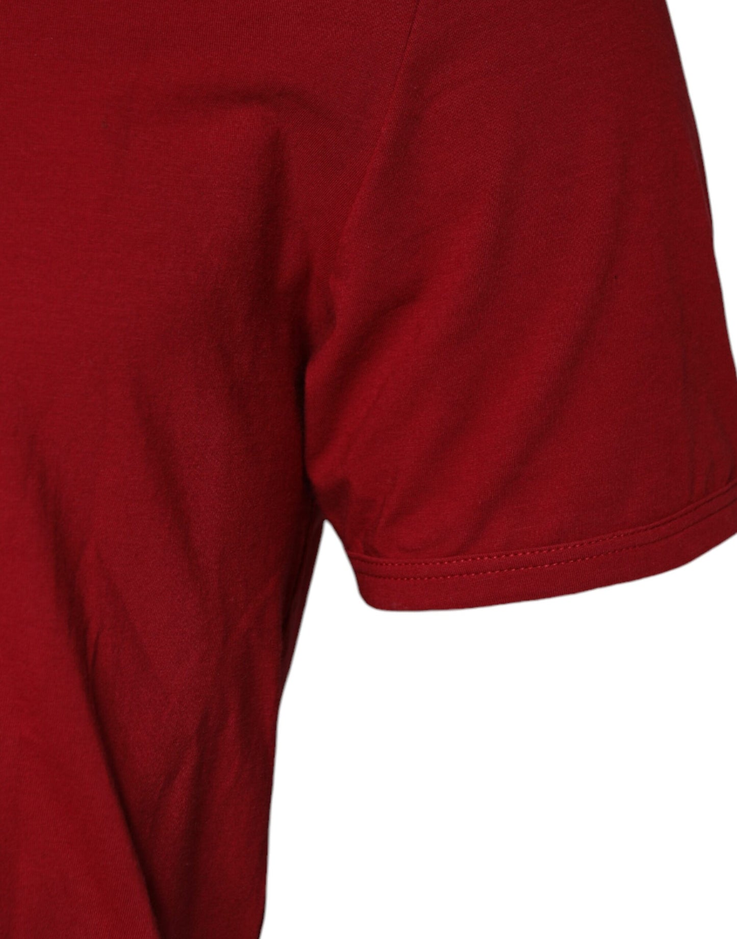 Red Cotton Round Neck Short Sleeve T-shirt