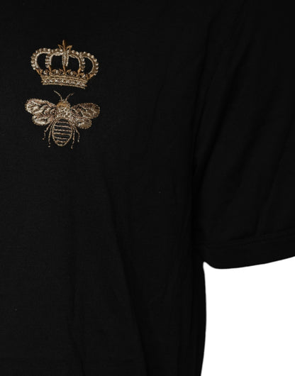 Black Bee Crown Cotton Crew Neck T-shirt