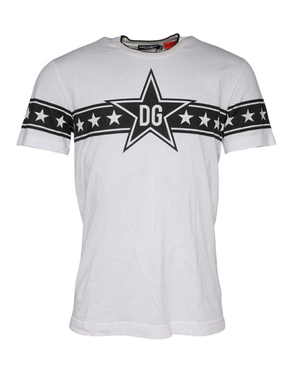 White DG Stars Print Cotton T-shirt