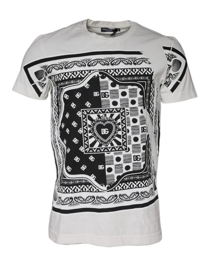 White Bandana Print Cotton Short Sleeves T-shirt