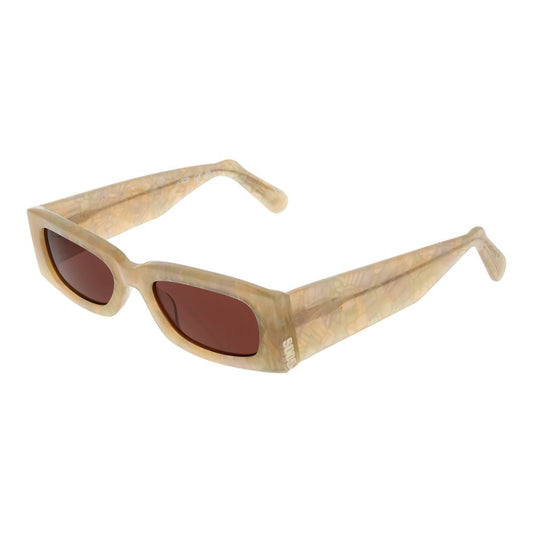 GCDS Unisex Sunglasses – Cream Frame with Burgundy Lenses, 52mm