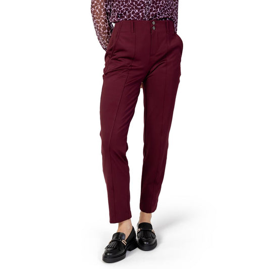 Bordeaux Polyester Jeans & Pant