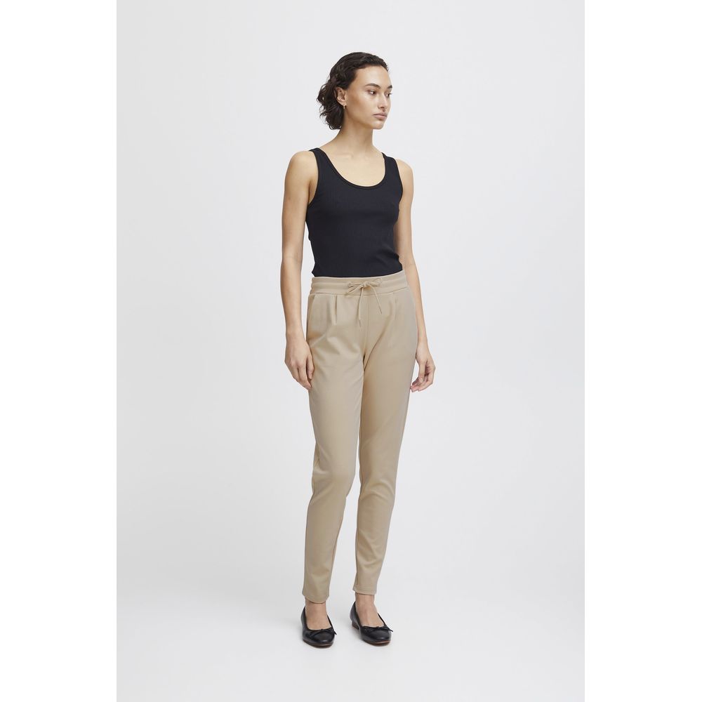 Beige Polyester Jeans & Pant