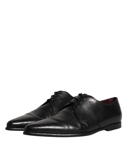 Black Leather Lace Up Men Derby Formal Shoes