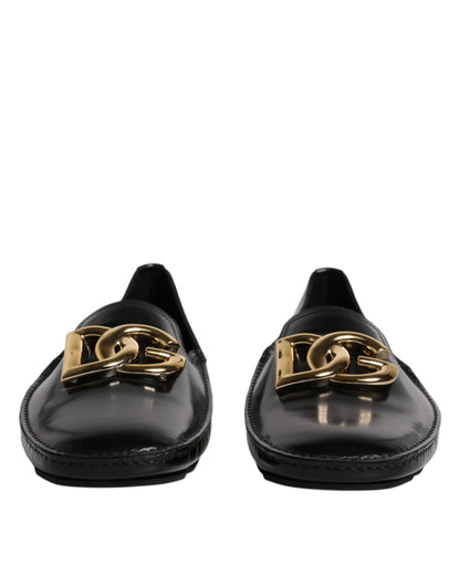 Black Leather DG Logo Loafer Men Dress Shoes