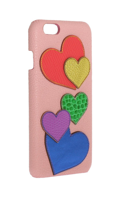  - Chic Pink Leather Heart-Embellished Phone Cover