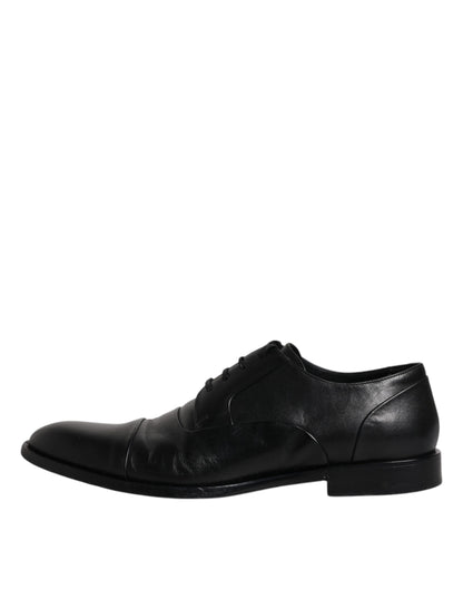 Black Leather Lace Up Men Derby Formal Shoes