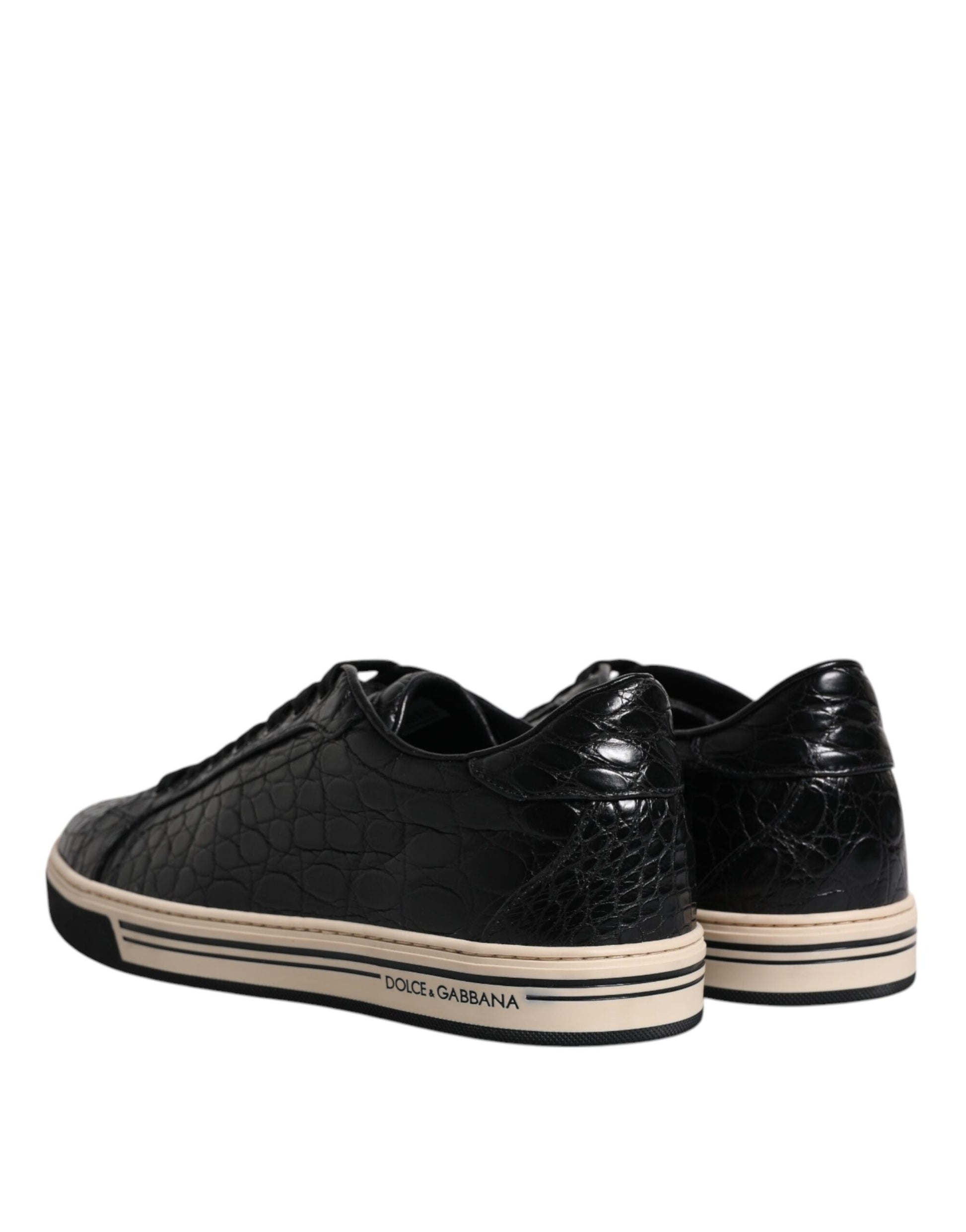 Black Leather Low Top Men Sneakers Shoes