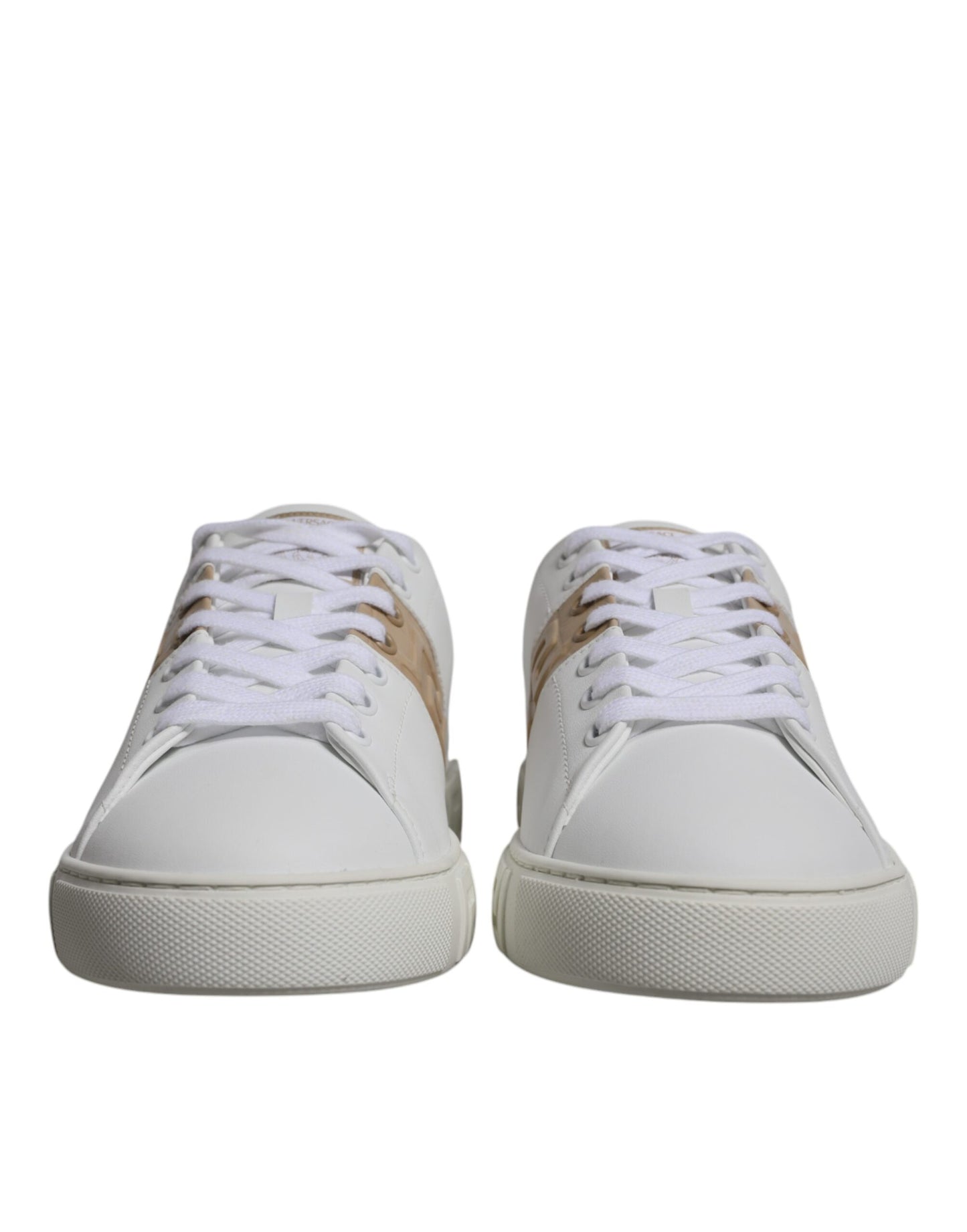 Versace - White & Brown Greca Print Low-Top Sneakers for Men