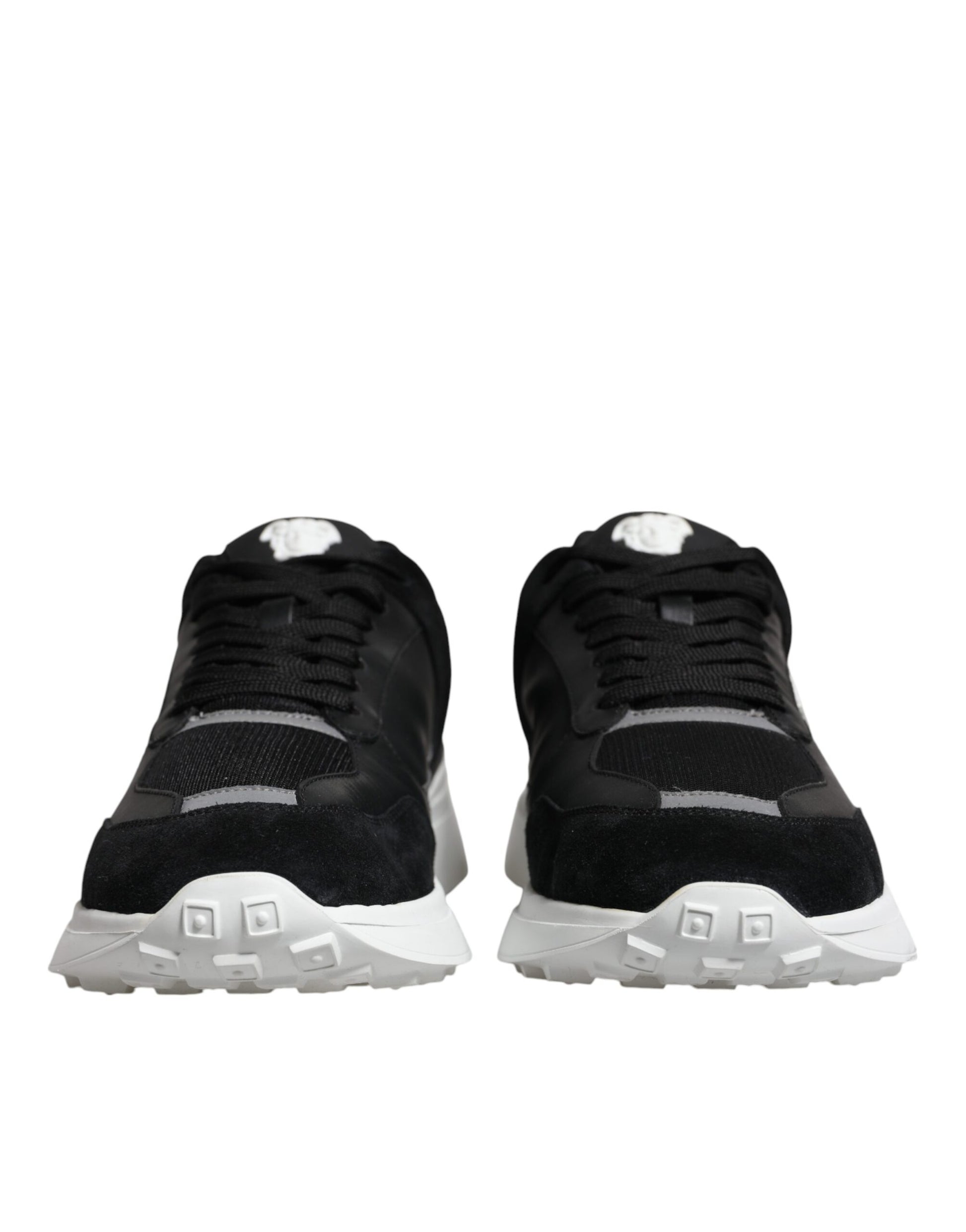Versace Black Canvas Quad Fabric Medusa Low Top Sneakers
