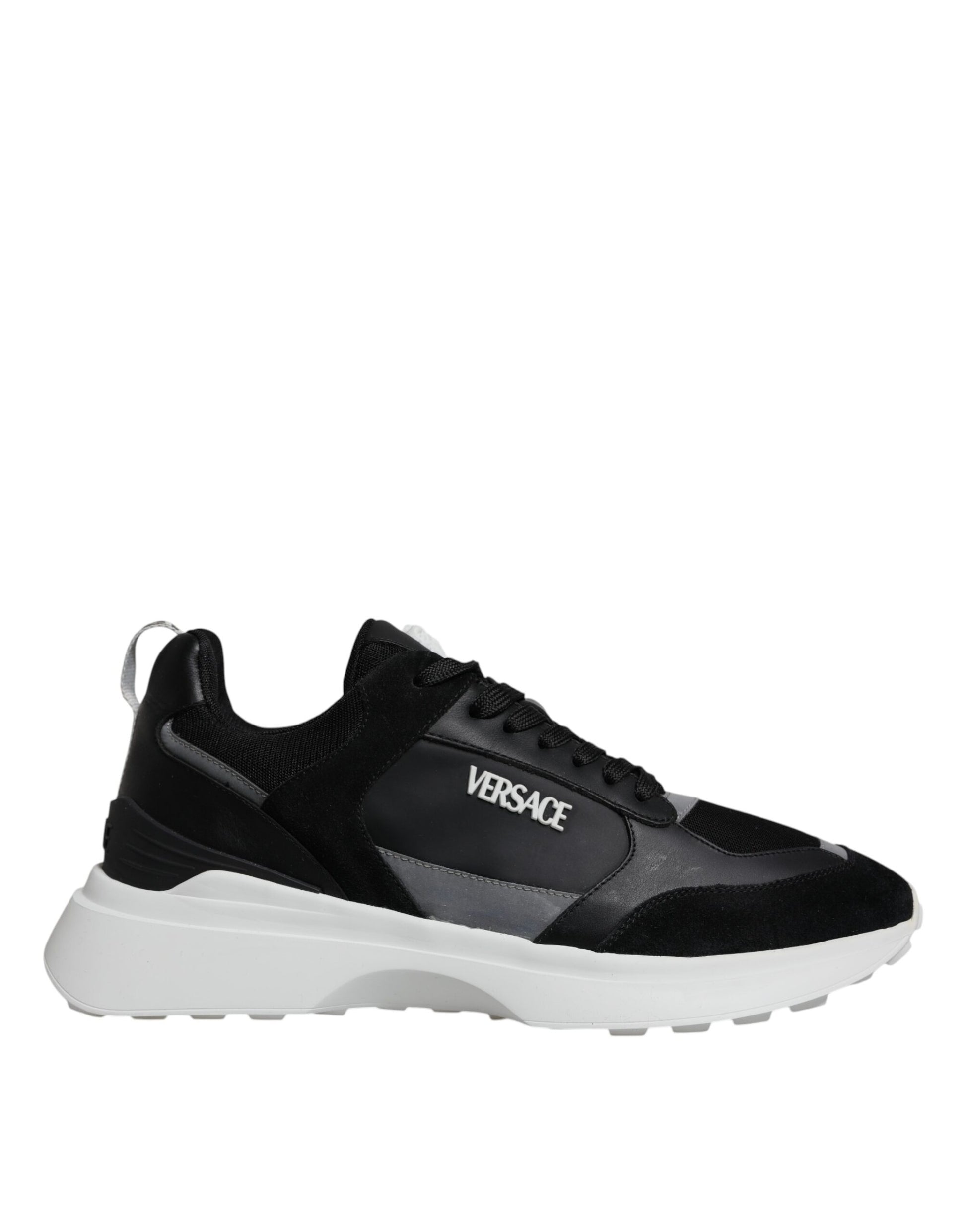Versace Black Canvas Quad Fabric Medusa Low Top Sneakers