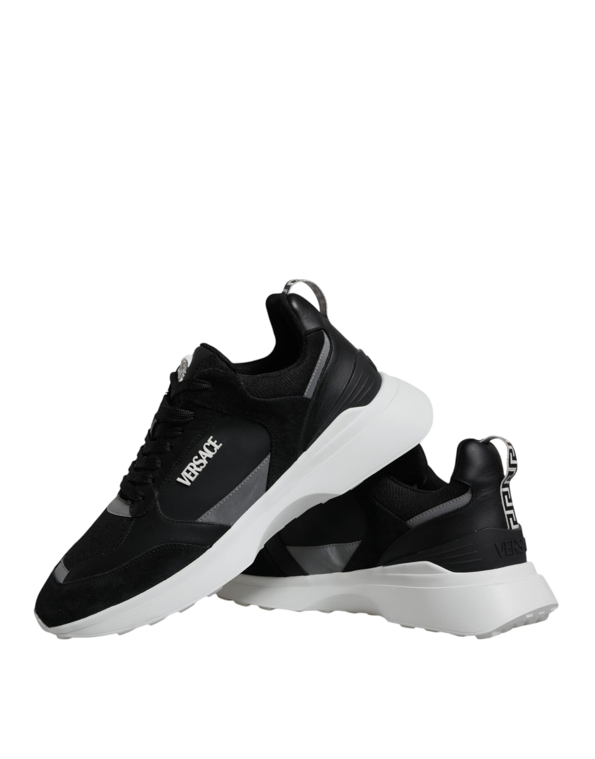 Versace Black Canvas Quad Fabric Medusa Low Top Sneakers