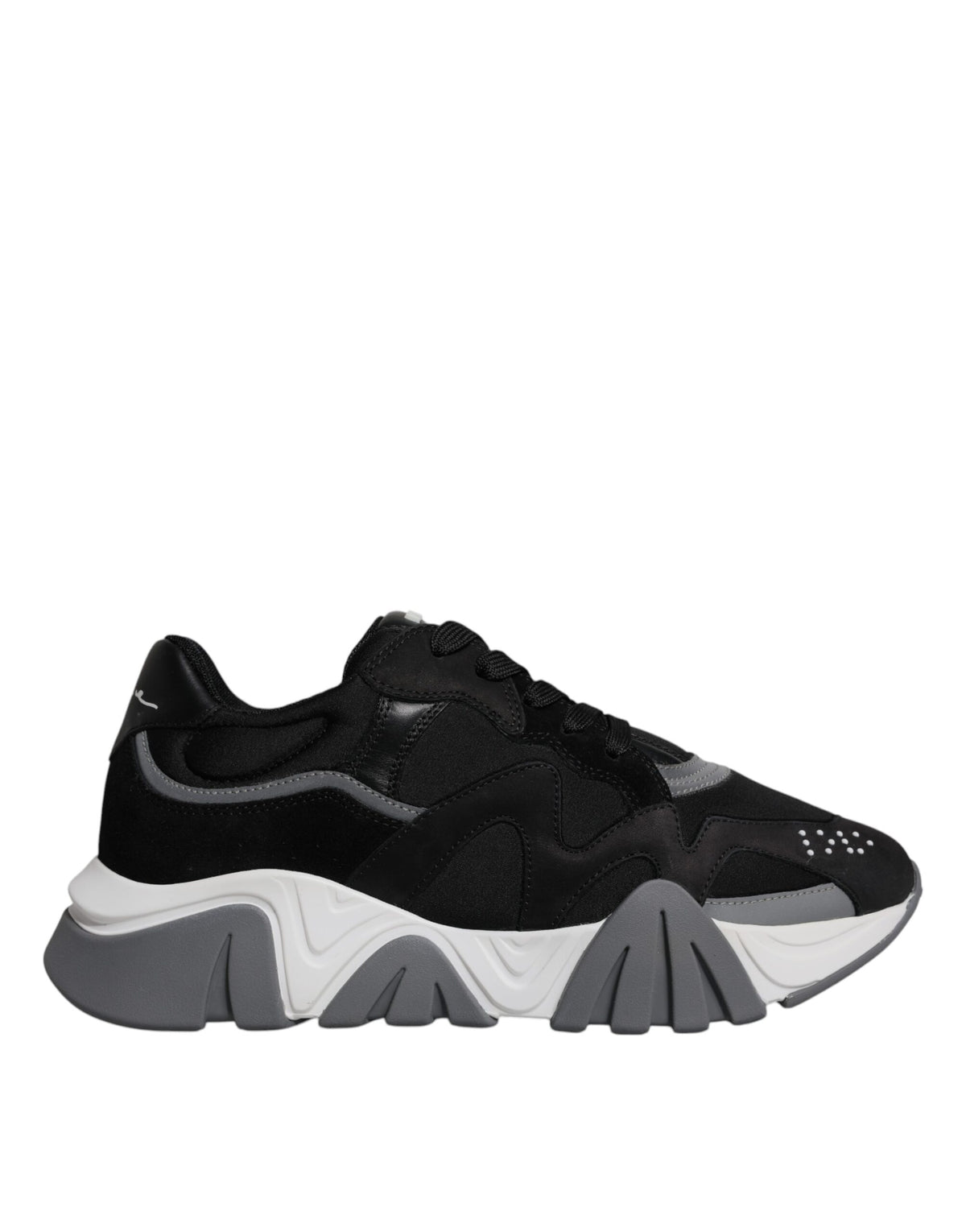 Versace Black Leather Neoprene Chunky Low Top Sneakers