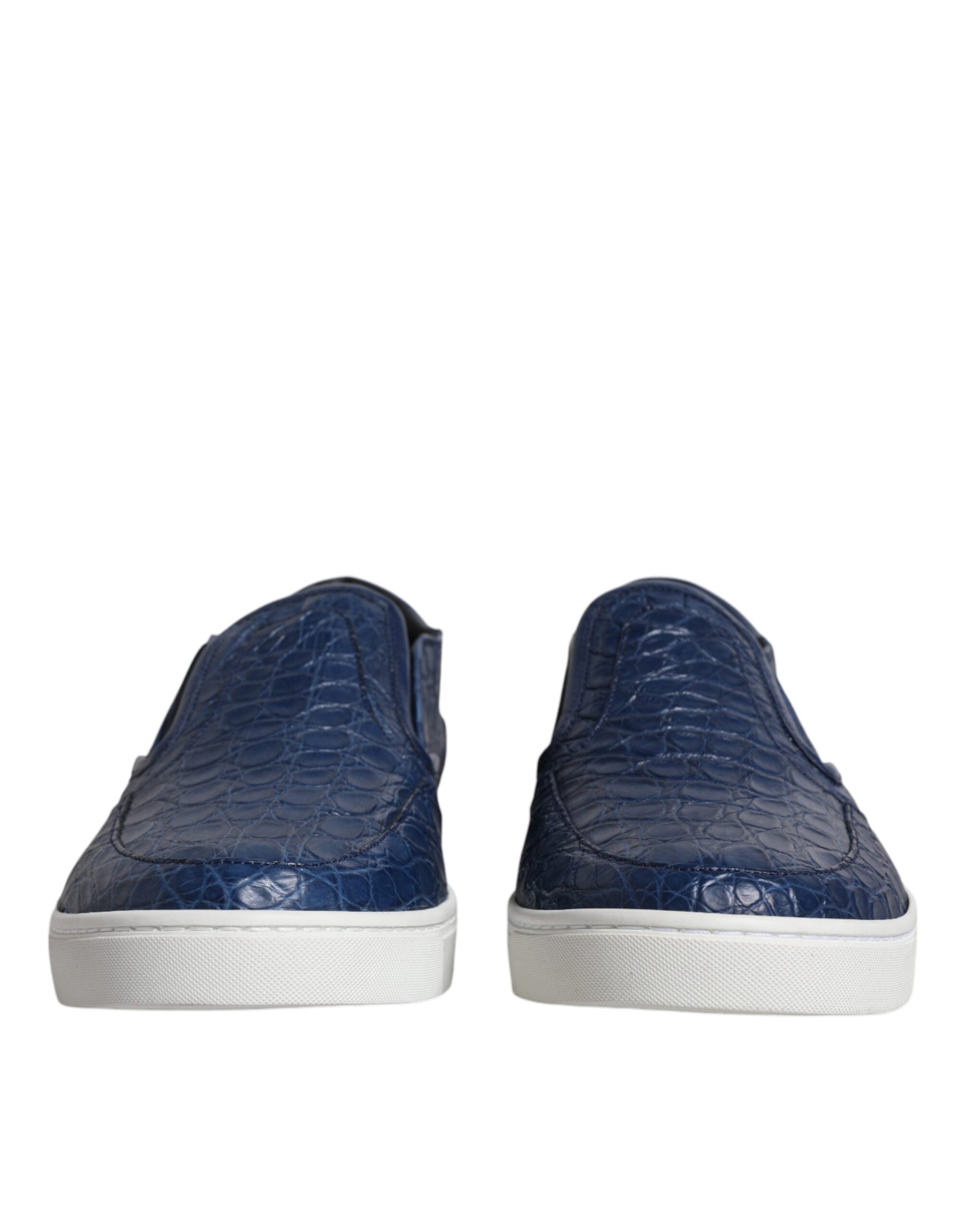 Dolce & Gabbana Blue Croc Exotic Leather Men Sneakers