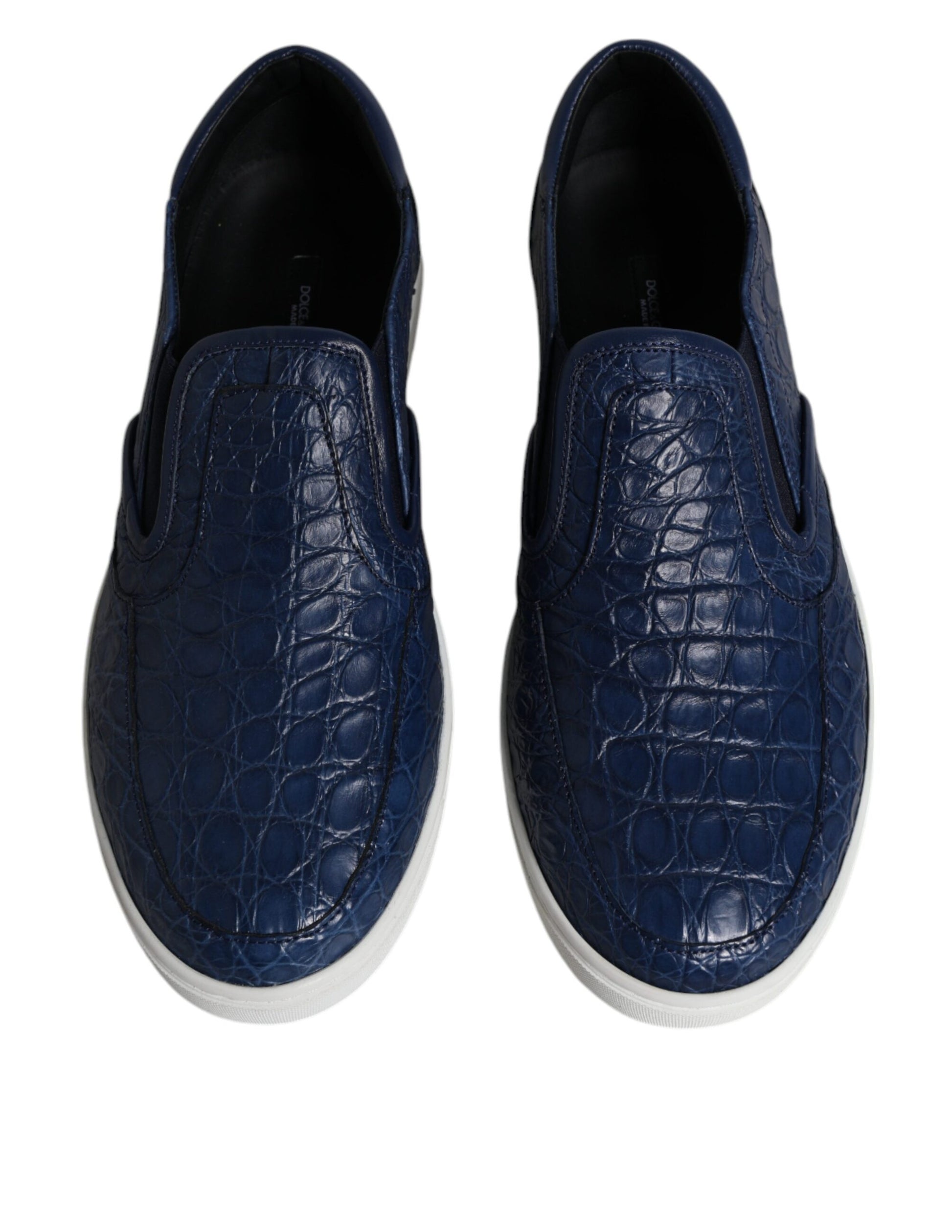 Dolce & Gabbana Blue Croc Exotic Leather Men Sneakers