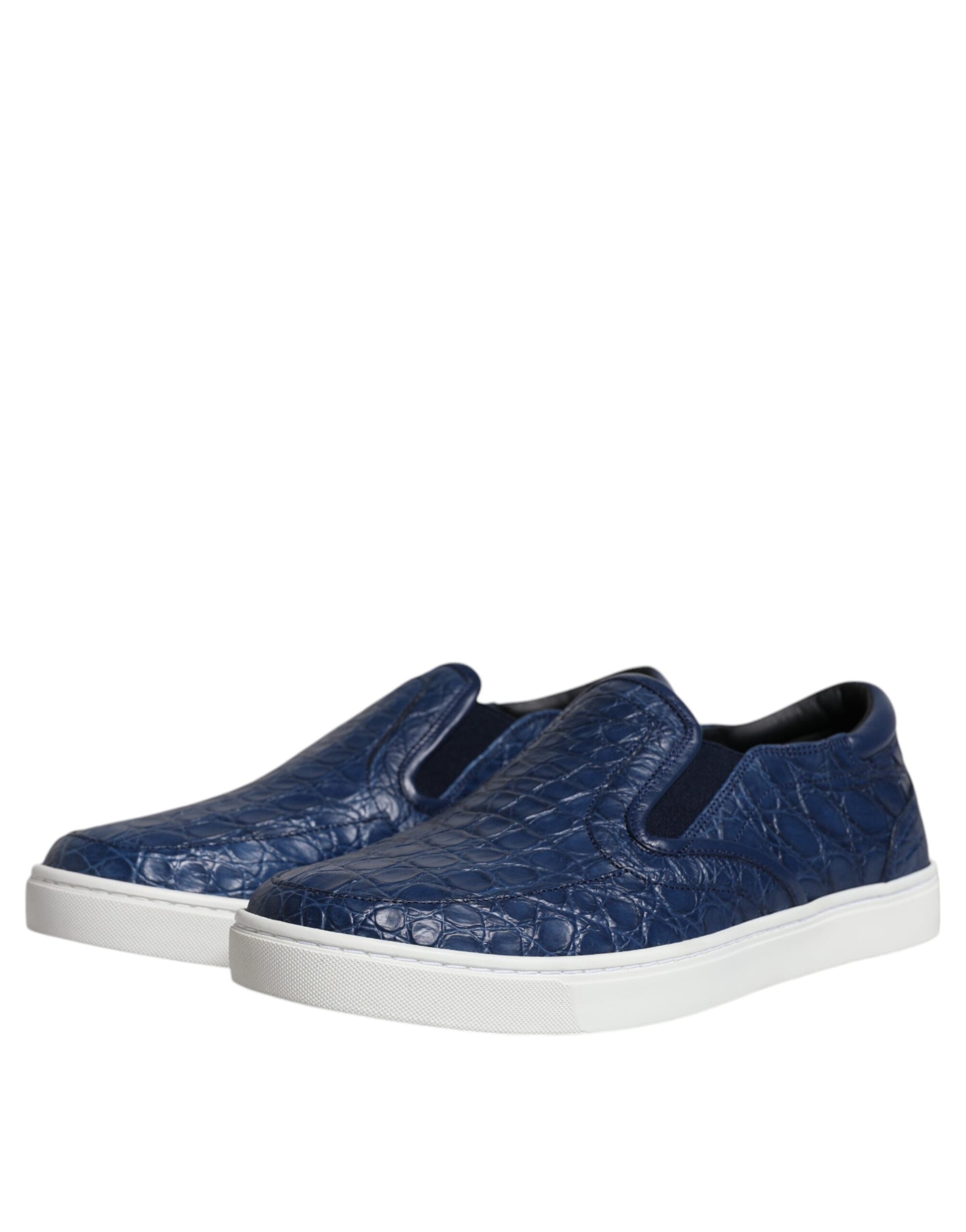 Dolce & Gabbana Blue Croc Exotic Leather Men Sneakers