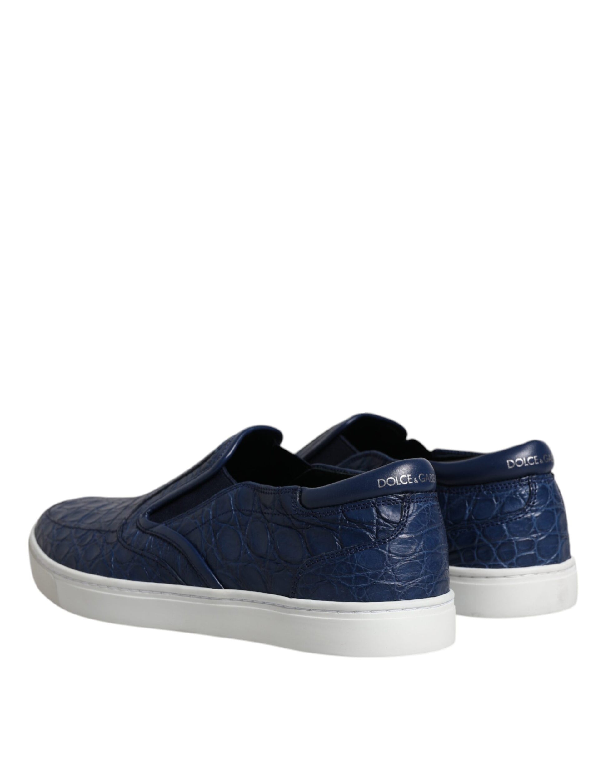 Dolce & Gabbana Blue Croc Exotic Leather Men Sneakers