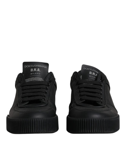 Black Miami Leather Low Top Sneakers Shoes