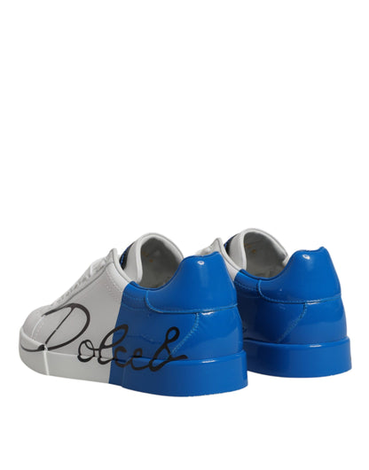 White Blue Portofino Low Top Sneakers Shoes