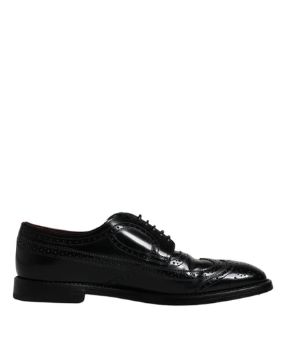 Black Leather Derby Wingtip Formal Shoes