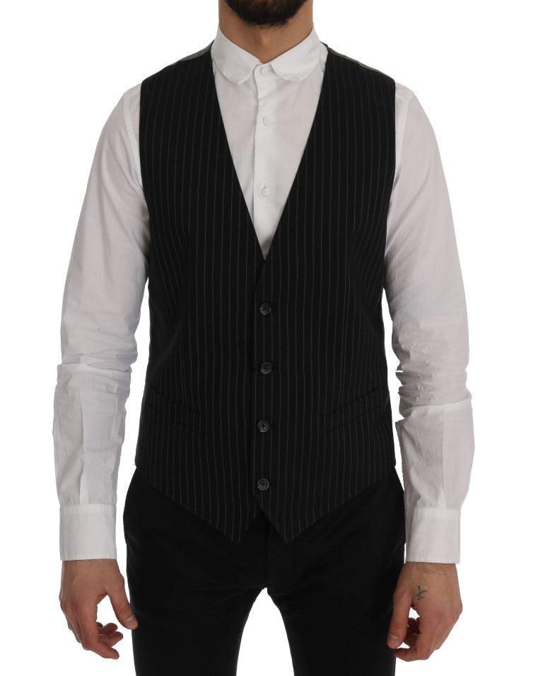  - Sleek Striped Waistcoat Vest