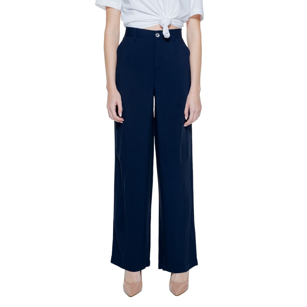 Chic Blue Viscose Palazzo Pants for Women