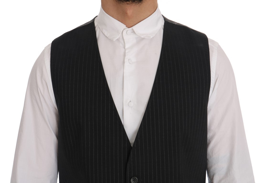  - Elegant Striped Gray Waistcoat Vest