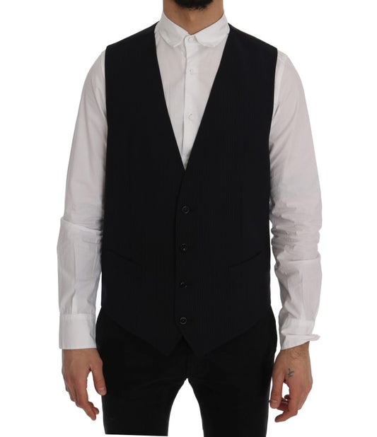  - Sleek Striped Wool Blend Waistcoat Vest