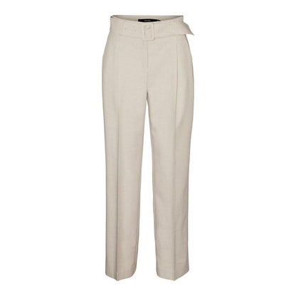 Chic Gray Polyester Women's Regular Trousers
