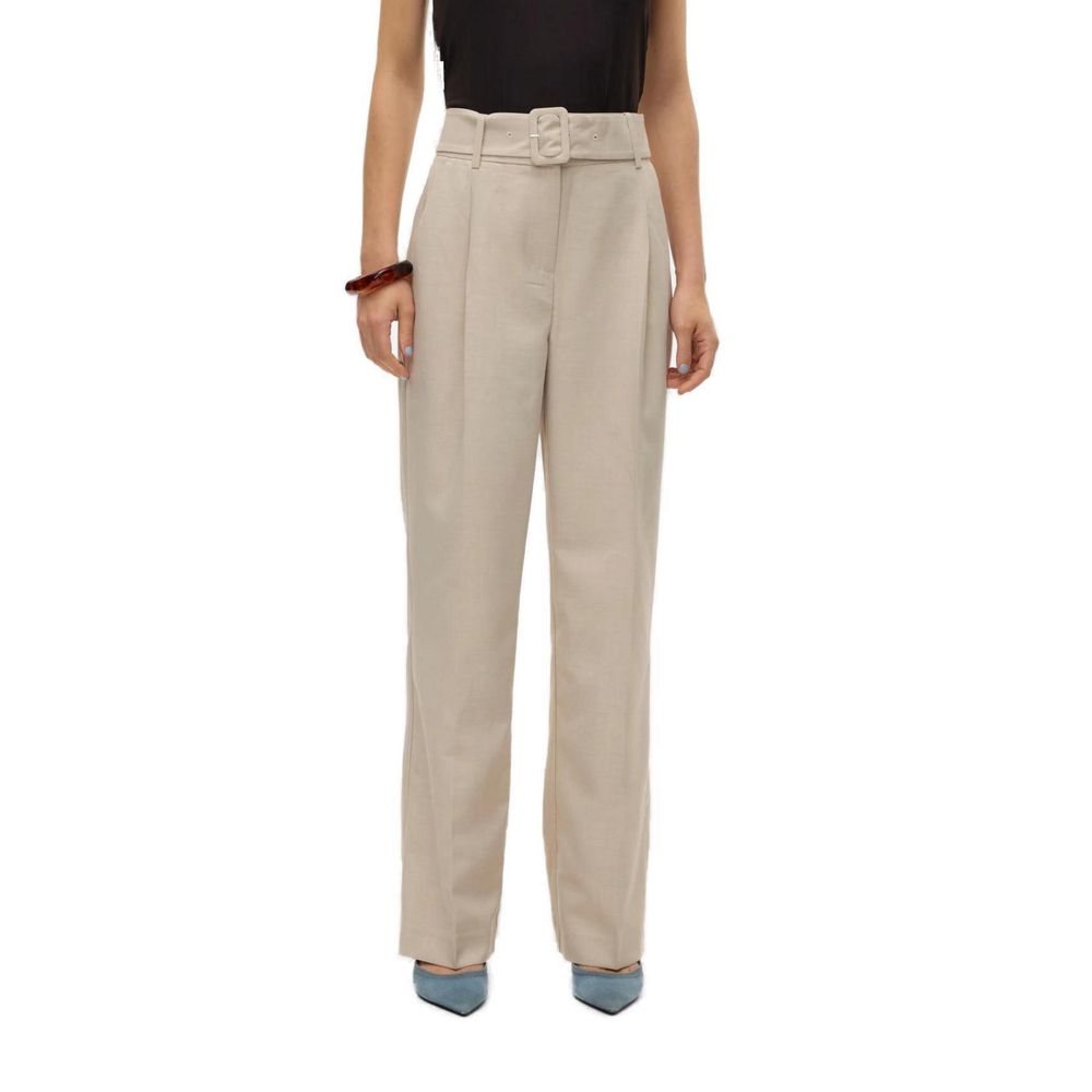 Chic Gray Polyester Women's Regular Trousers
