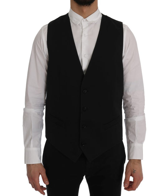  - Sleek Black Single-Breasted Waistcoat