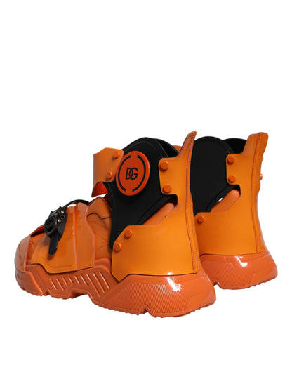 Orange Multi Panel Chunky High Top Sneakers Shoes