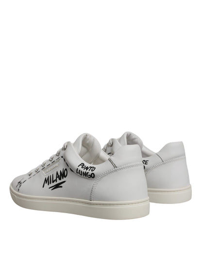 White Leather Milano Low Top Sneakers Shoes