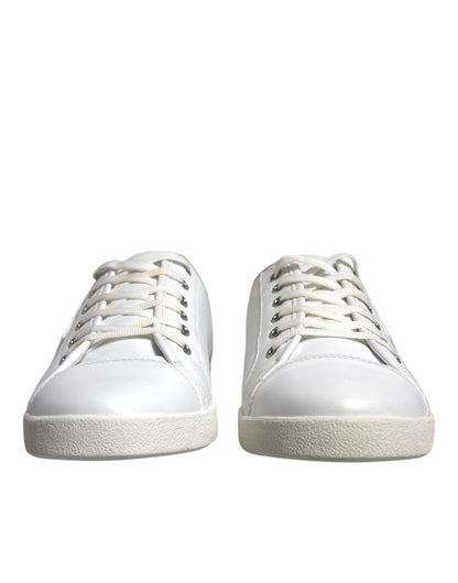 White Logo Leather Low Top Men Sneakers Shoes