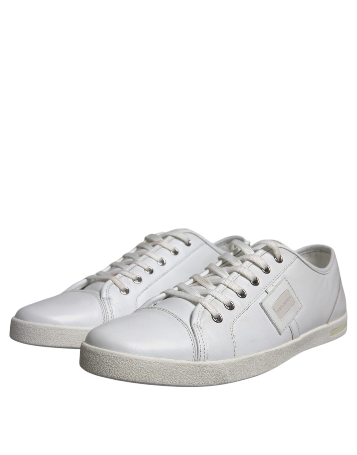 White Logo Leather Low Top Men Sneakers Shoes