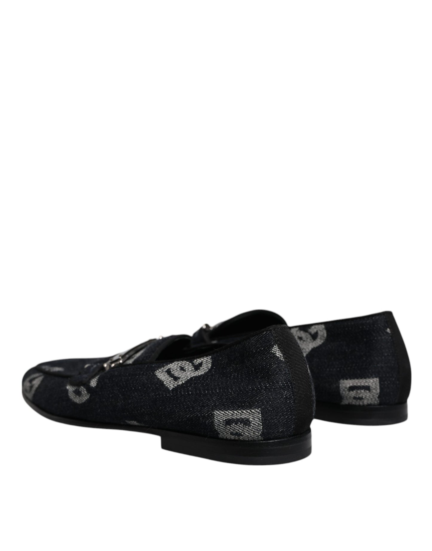 Black Logo Cotton Loafers Formal Dress Shoes