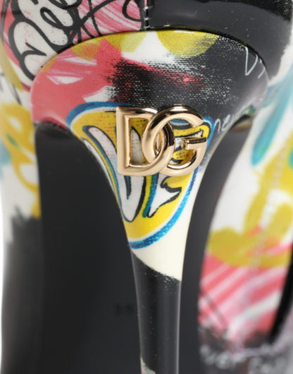 Dolce & Gabbana Multicolor Graffiti Keira Mid Calf Boots