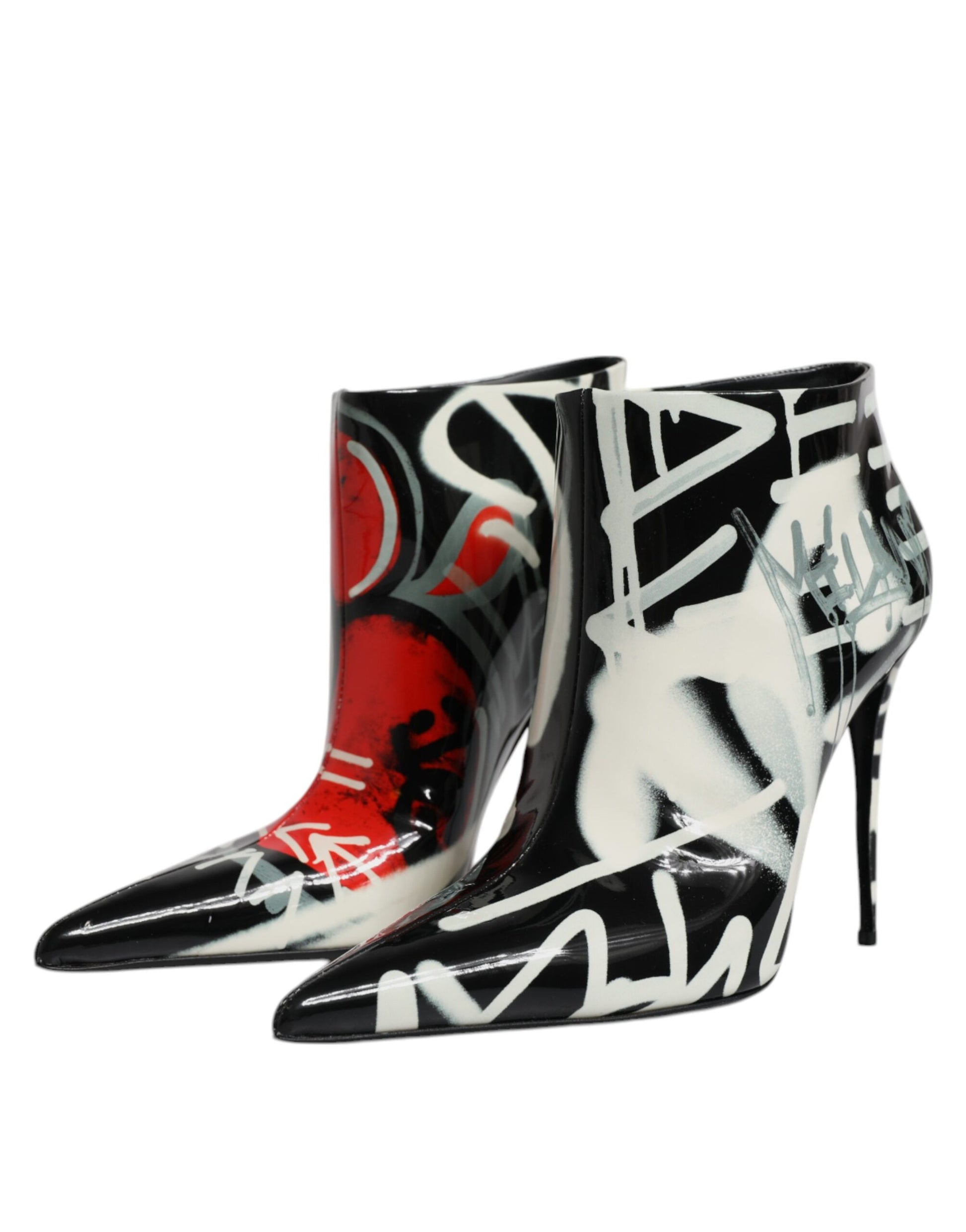 Multicolor Graffiti Ankle Boots Heels Shoes