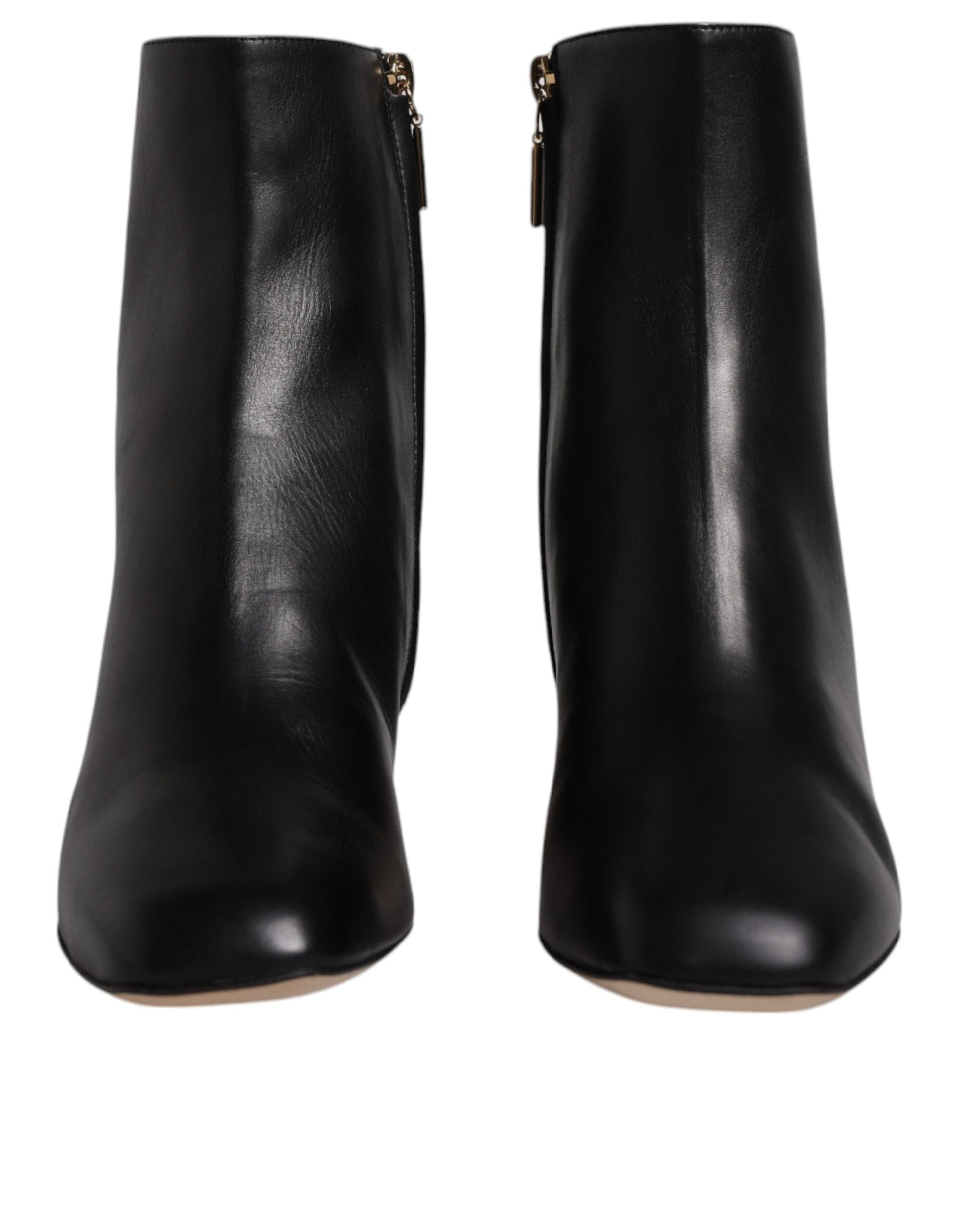 Black Jackie Leather Mid Calf Boots Shoes