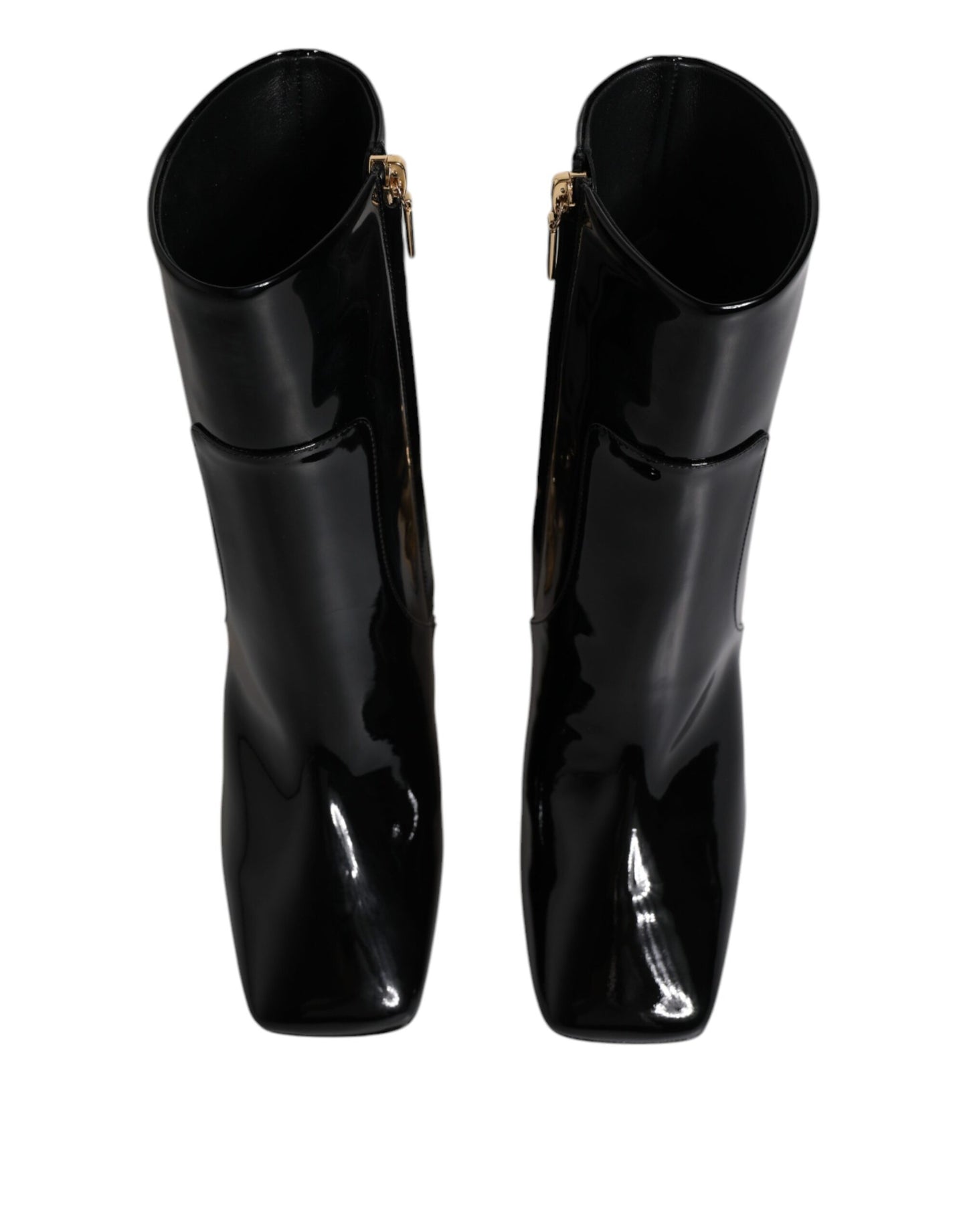 Black Jackie Leather Mid Calf Boots Shoes