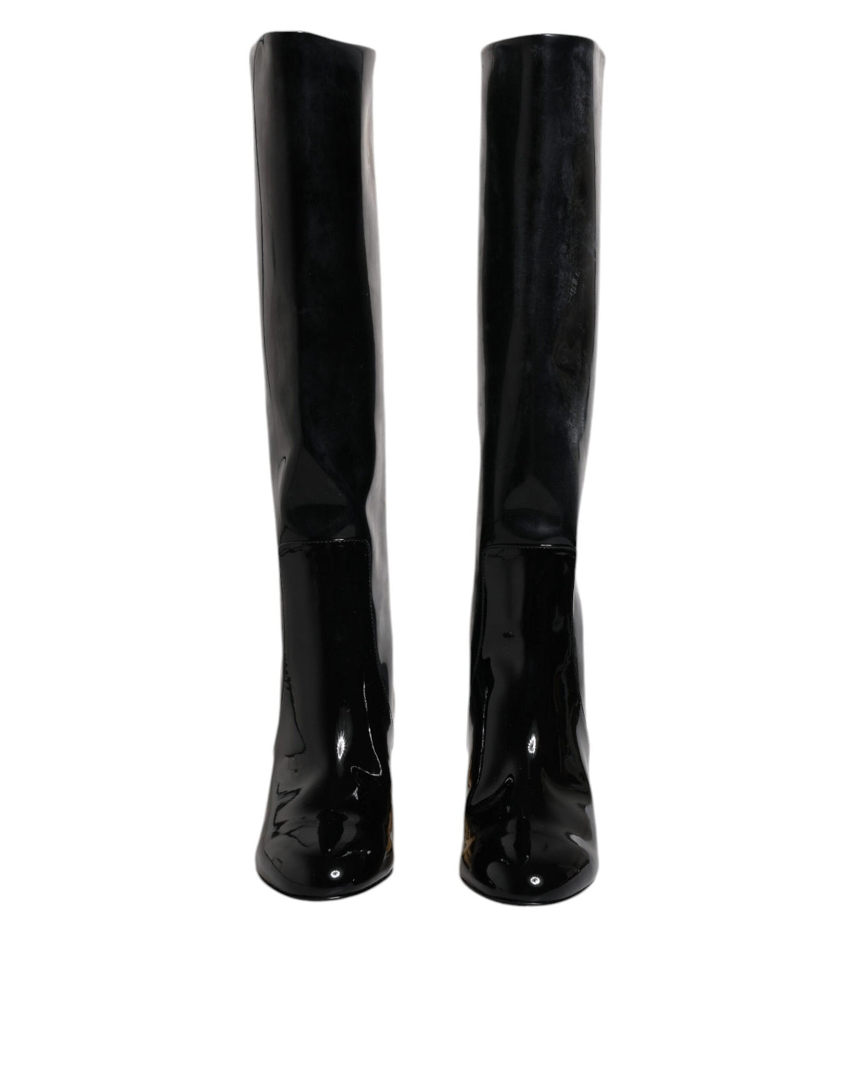 Dolce & Gabbana Black Patent Leather Vally High Boots