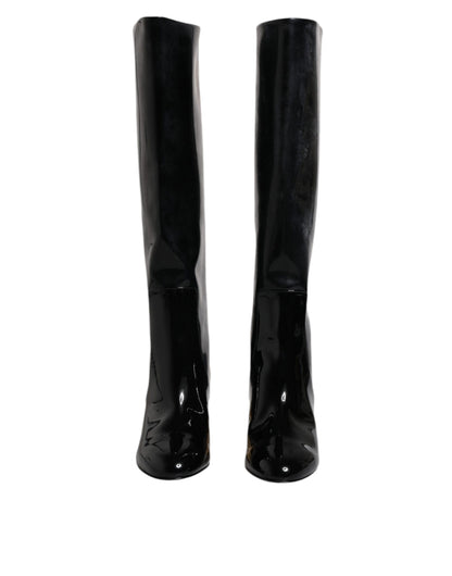 Dolce & Gabbana Black Patent Leather Vally High Boots