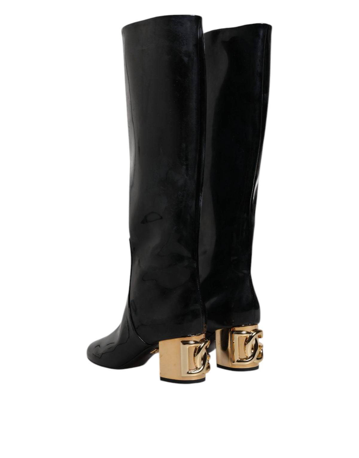 Dolce & Gabbana Black Patent Leather Vally High Boots