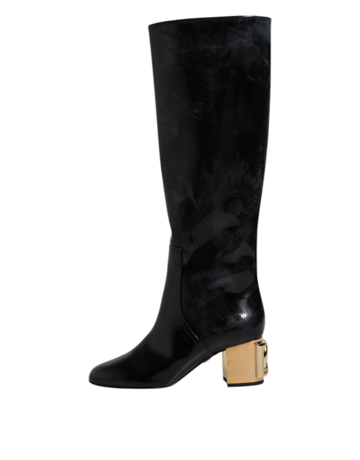 Dolce & Gabbana Black Patent Leather Vally High Boots