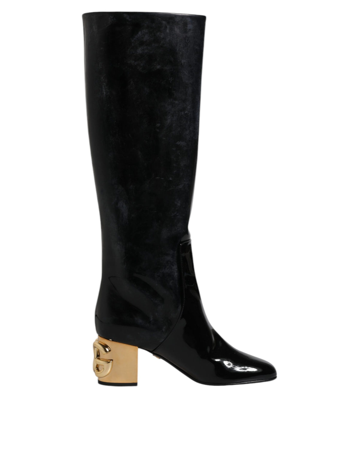 Dolce & Gabbana Black Patent Leather Vally High Boots