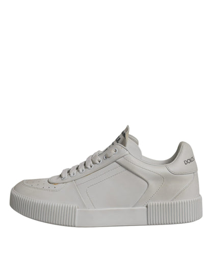 White Miami Leather Low Top Sneakers Shoes