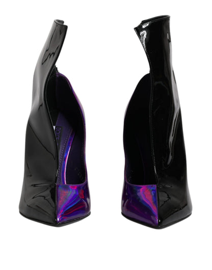 Dolce & Gabbana Purple Black Pointed Ankle Boots