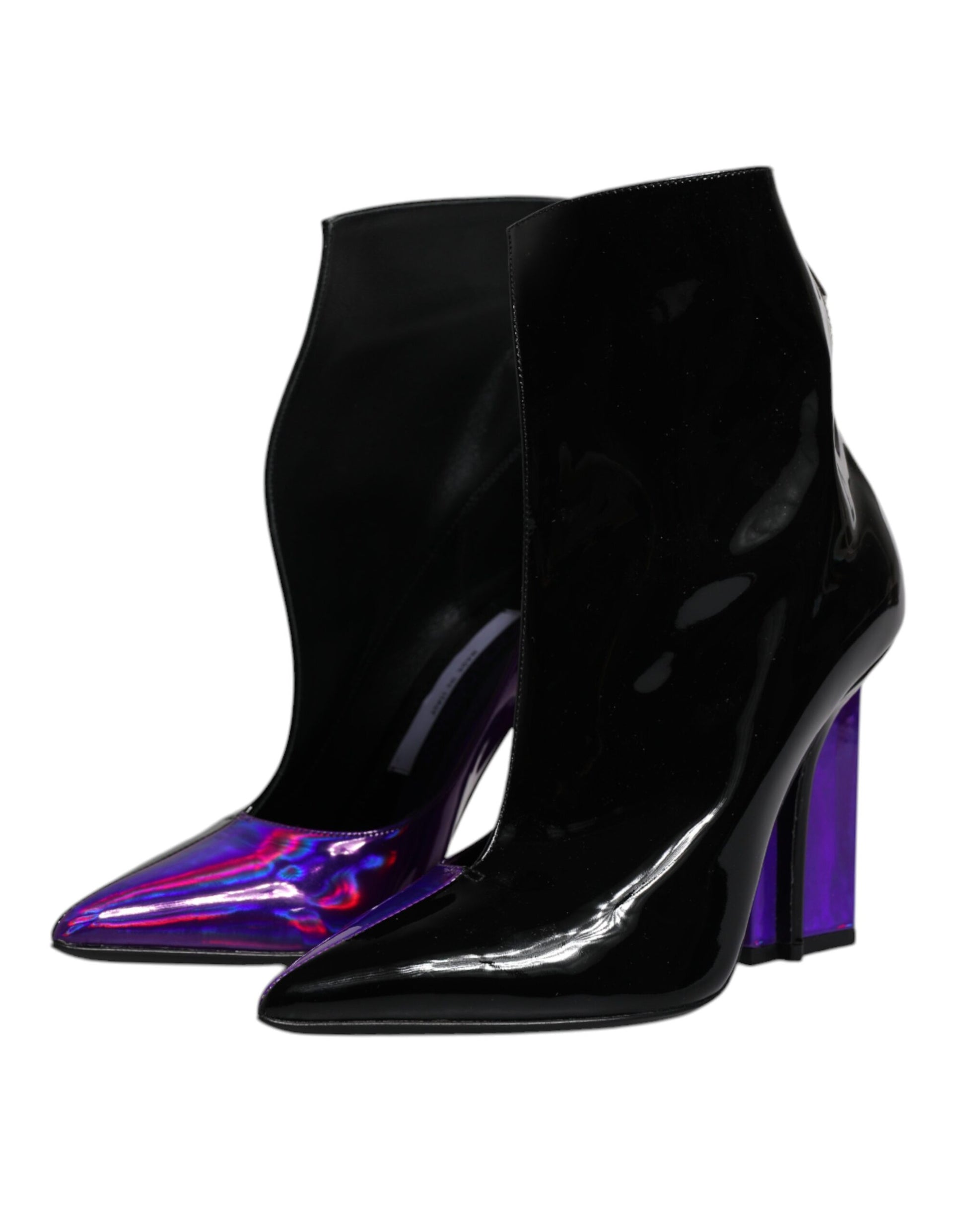 Dolce & Gabbana Purple Black Pointed Ankle Boots