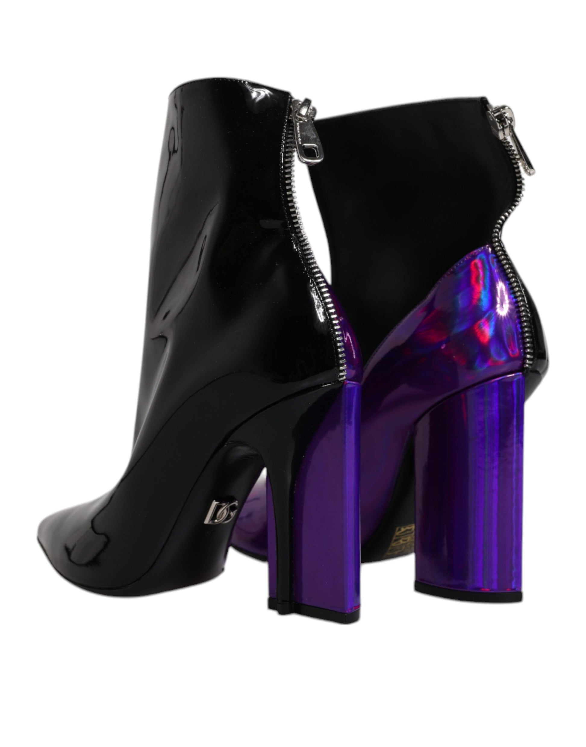 Dolce & Gabbana Purple Black Pointed Ankle Boots